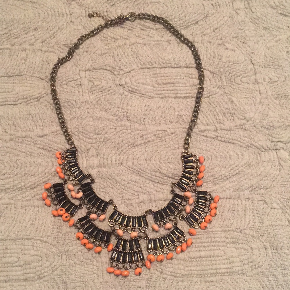 WORN ONCE Sabine necklace Brass/Black/Pink/Orange